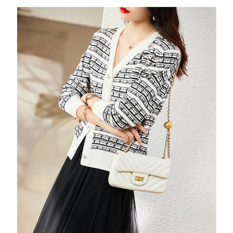 Áo cardigan ZHELIHANGFEI dệt kim tay dài cổ chữ V lưng cao phong cách retro cho nữ