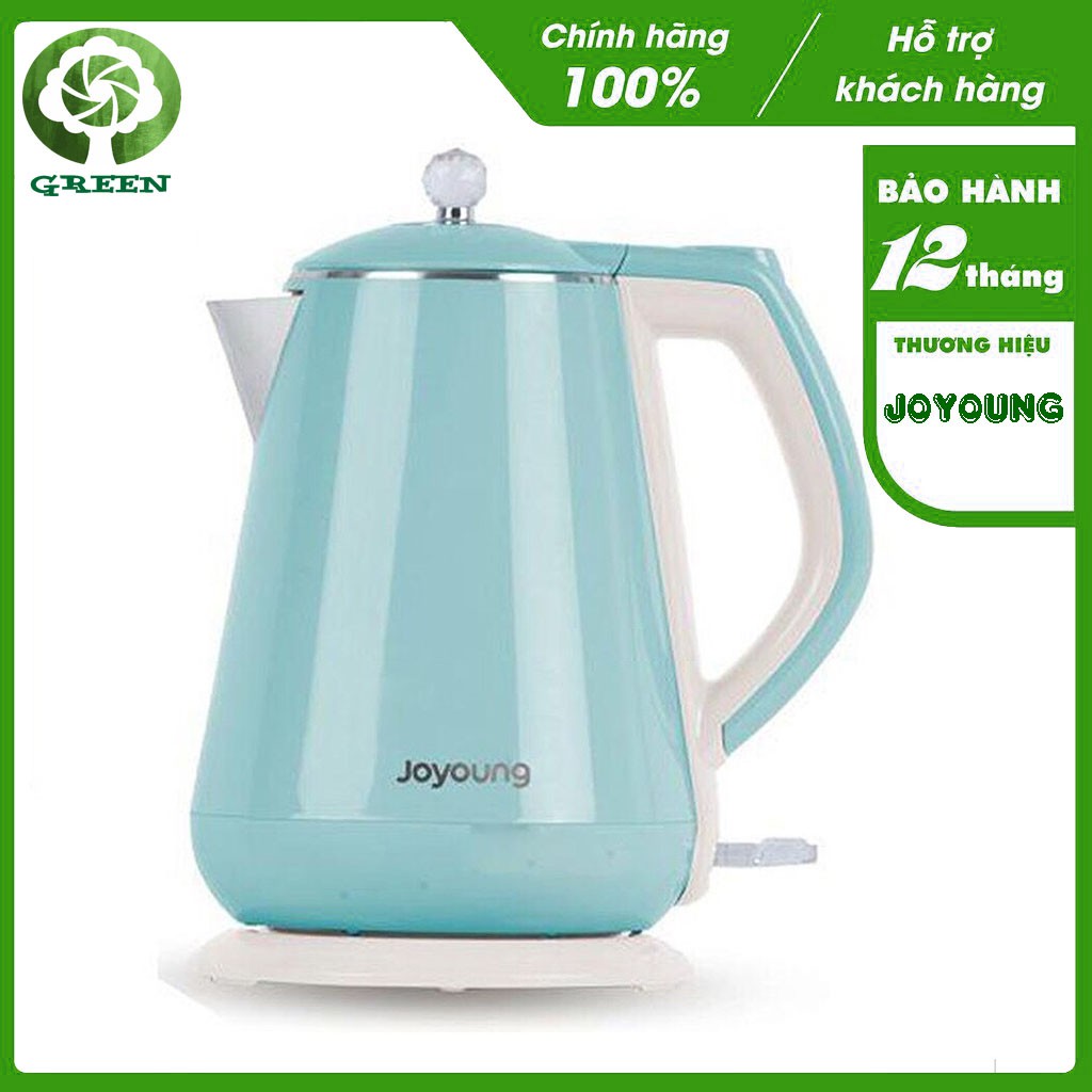 Ấm siêu tốc 2 lớp 1.5L chất liệu Inox 304, công suất 1800W Joyoung K15-F628 - GREEN