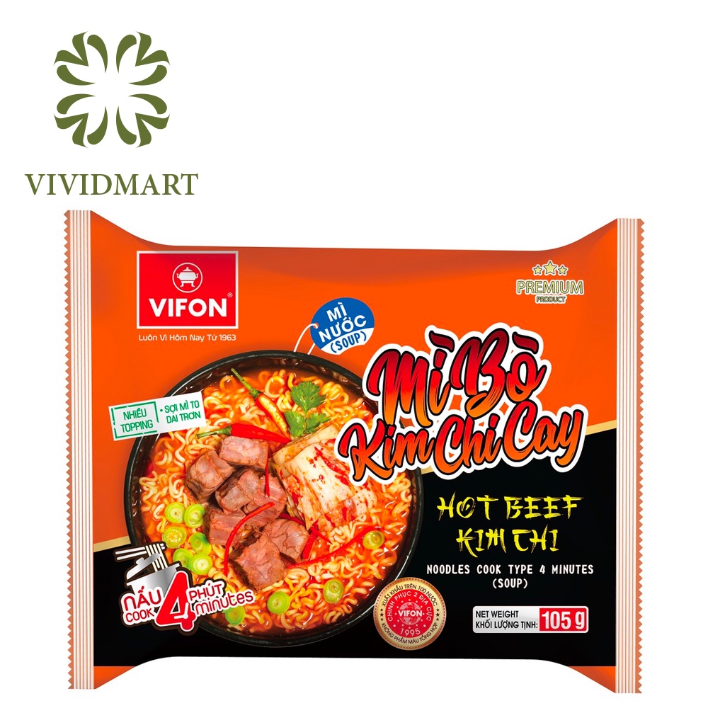 MÌ CAY VIFON VỊ KIM CHI / MÌ TRỘN CAY VIFON VỊ TRỨNG MUỐI - 105g/GÓI – VIFON