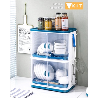 Kệ úp chén bát 2 tầng - phong cách nhật bản kb08