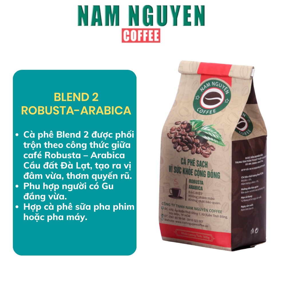 Cà phê rang xay Robusta-Arabica Blend2, cafe rang mộc đắng vừa, hậu ngọt,dùng cafe pha phin, cafe pha máy từ Nam Nguyên