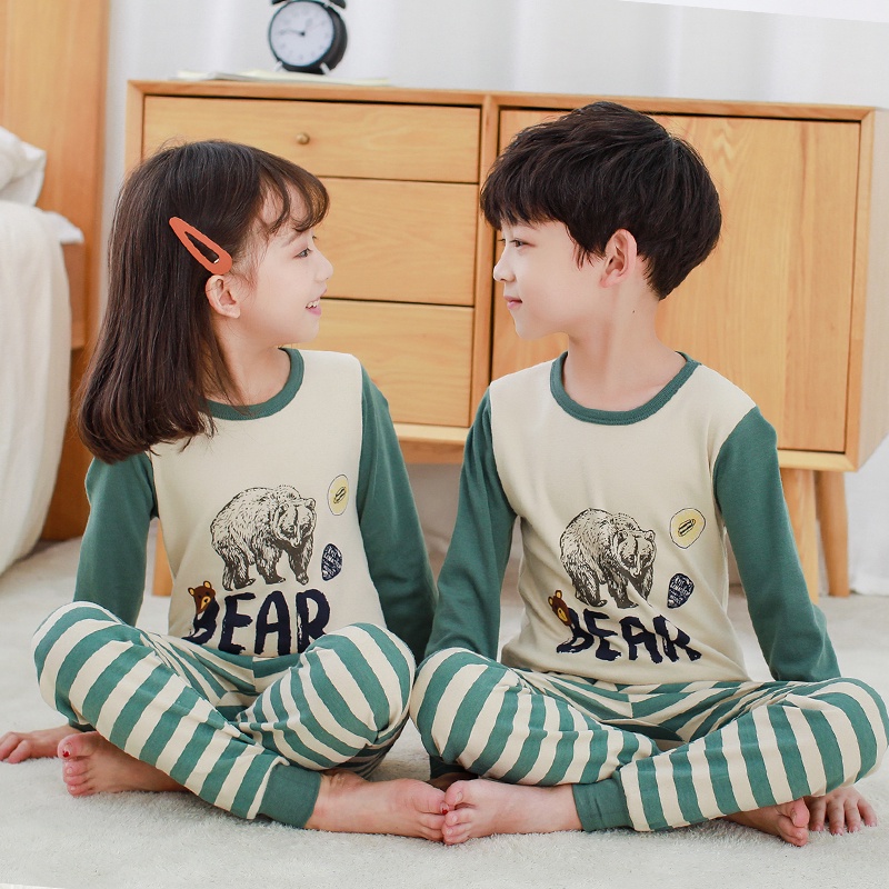 Bộ Đồ Ngủ Chất Liệu Cotton Thời Trang Thu Đông 2022 Mới Cho Bé Kích Thước 100-160