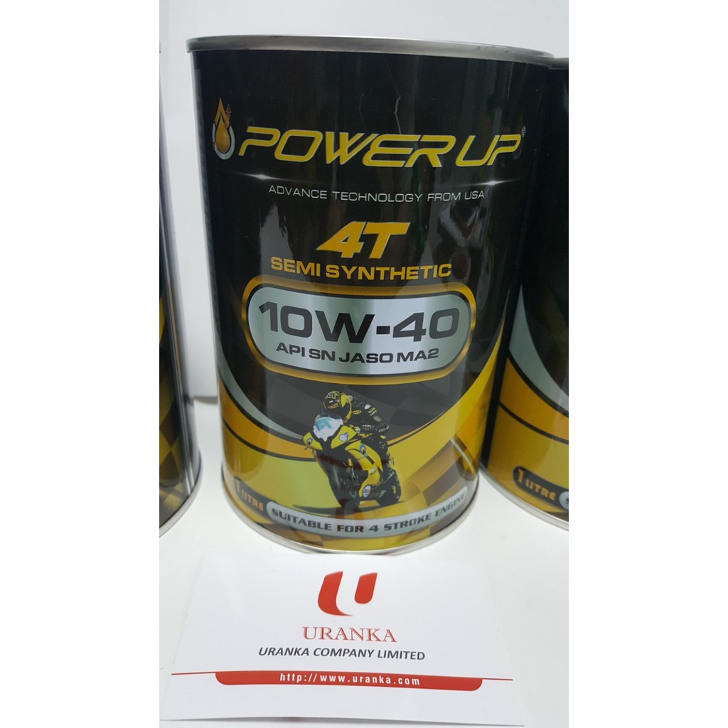 DẦU NHỚT BÁN TỔNG HỢP POWER UP DÀNH CHO XE SỐ 4T SEMI SYNTHETIC 10W40 API SN JASO MA2  1L NHẬP KHẨU  MALAYSIA