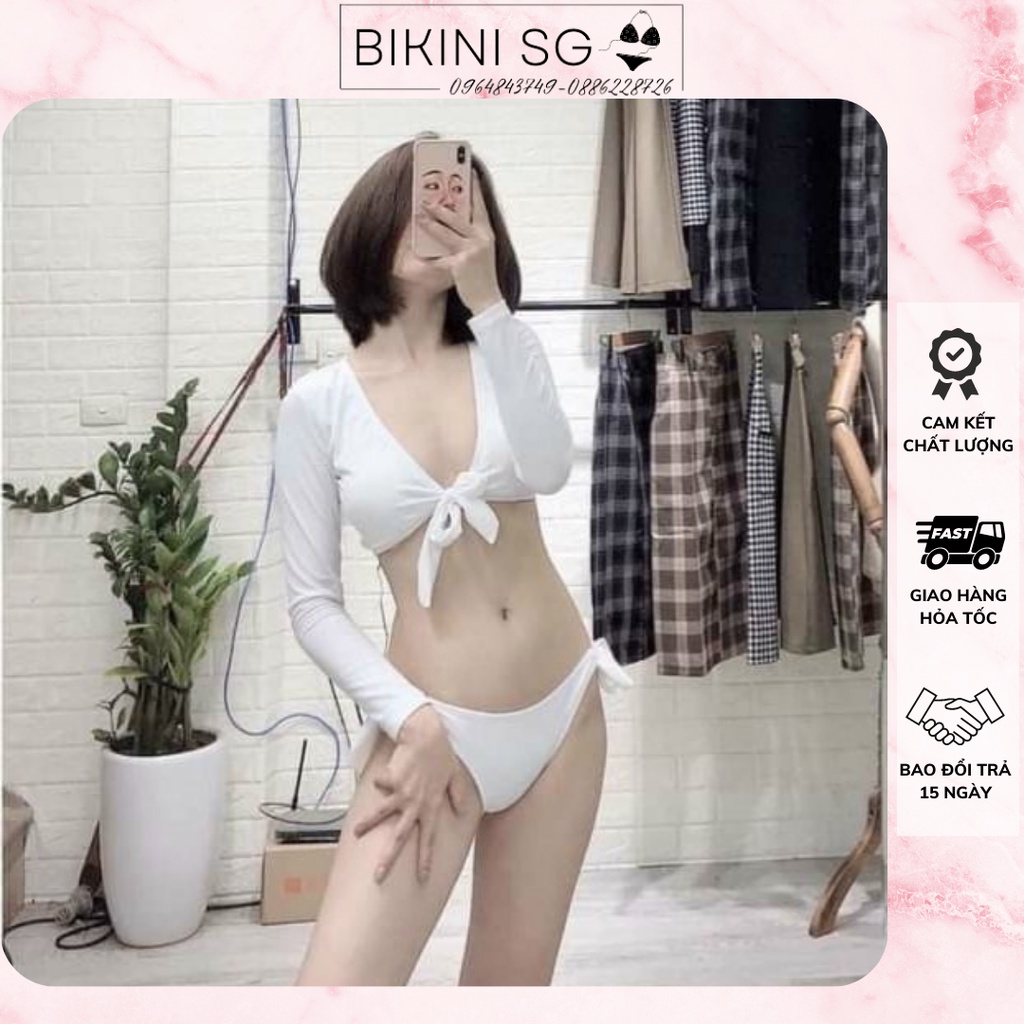 Đồ bơi nữ, bikini đi biển, áo tắm biển tay dài đủ màu phối quần chíp xinh BIKINI SÀI GÒN SG