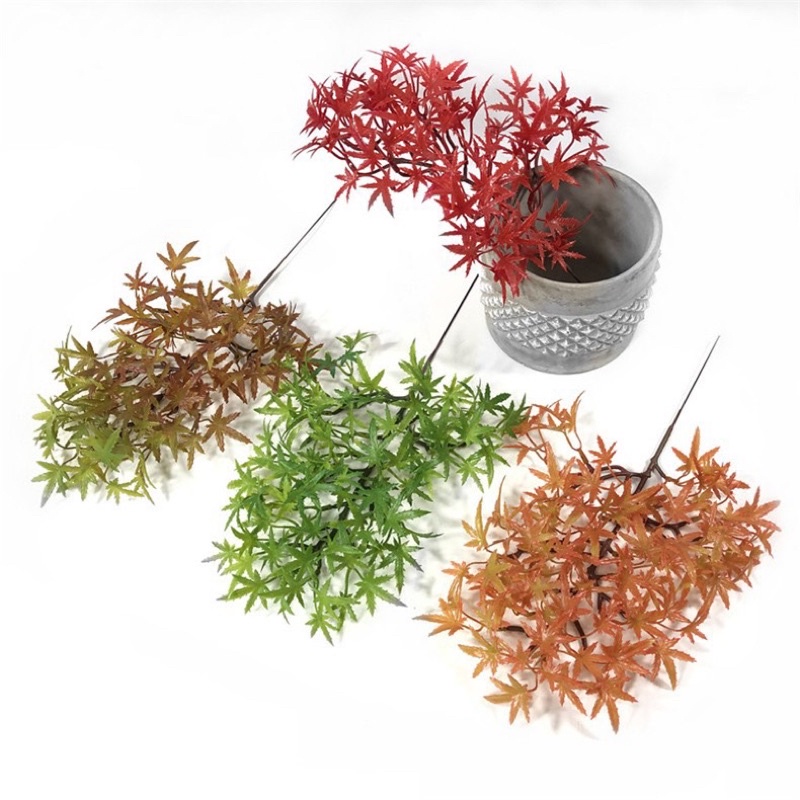 Cành lá phong 4 màu làm cây trang trí,cây bonsai handmade, lá tùng