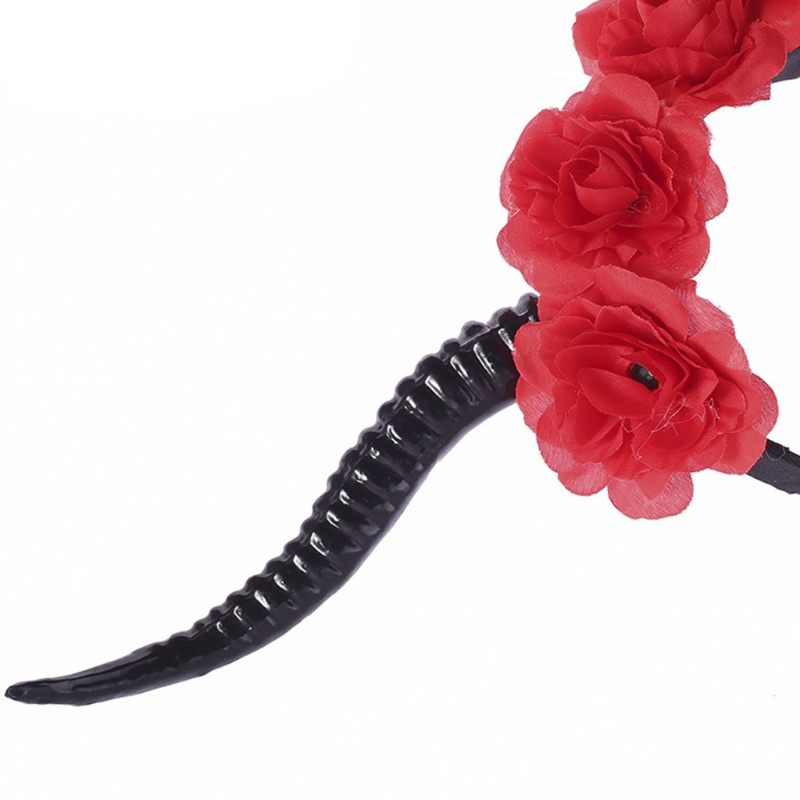 Băng Đô Sừng Hươu Đính Hoa Chống Trượt Dùng Làm Đạo Cụ Chụp Ảnh Halloween