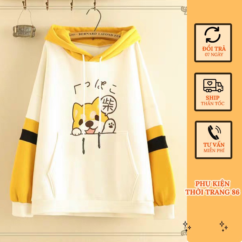 Áo khoác nỉ chó shiba cute phong cách Hàn Quốc dễ thương KN01