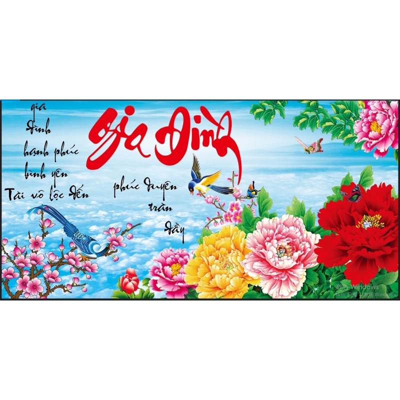 TRANH ĐÍNH ĐÁ Gia Đình Mẫu Đơn ABC Lavender LV176 88599 _CHƯA ĐÍNH