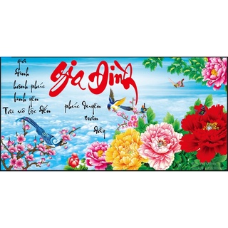 TRANH ĐÍNH ĐÁ Gia Đình Mẫu Đơn ABC Lavender LV176 88599 _CHƯA ĐÍNH