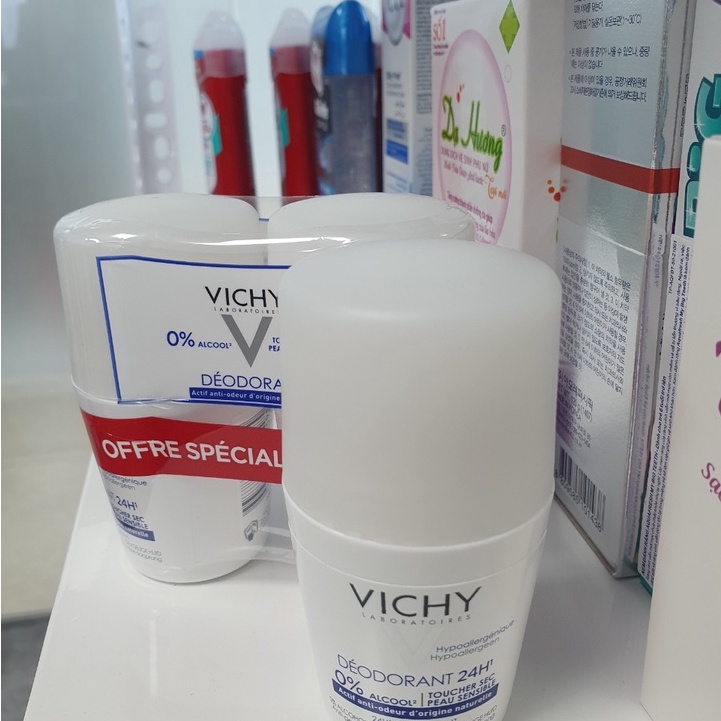 Lăn khử mùi Vichy Deodorant Anti Transpirant 50ml (lăn nách nắp trắng) 24h