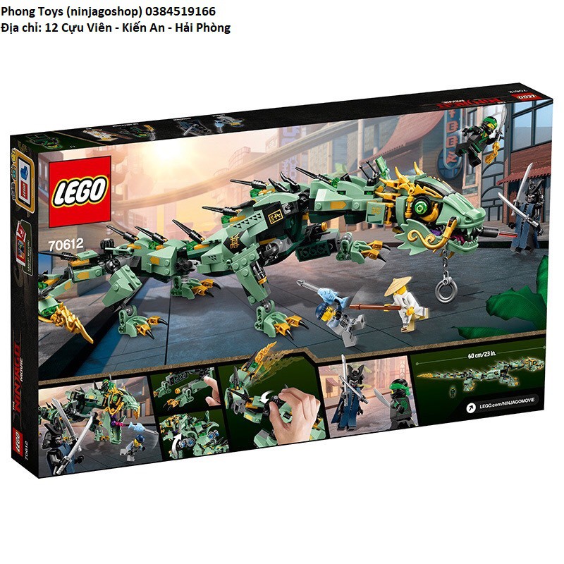 Lắp ráp xếp hình NON lego ninjago 573 PCS Movie 70612 Bela 10718: Rồng máy xanh khổng lồ