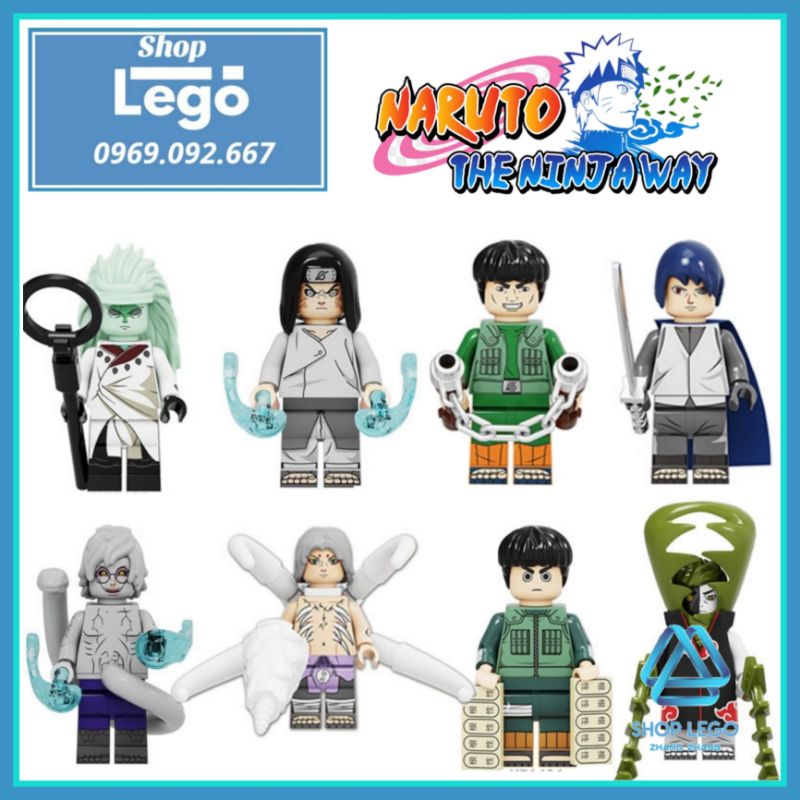 Xếp hình Naruto Neji - Might Guy - Uchiha Sasuke - Kimimaro - Kabuto - Rock Lee - Zetsu Lego Minifigures Kopf KF6126