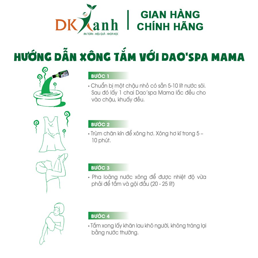 [HÀNG CÔNG TY] Xông tắm cho mẹ sau sinh Dao'spa mama chính gốc Dao đỏ, Đại học Dược HN - DK Pharma