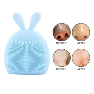 (Hàng Mới Về) Dụng Cụ Rửa Mặt Silicone Hình Tai Thỏ