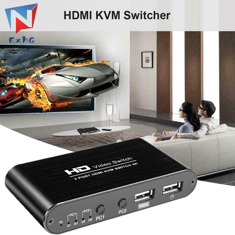 Bộ Chuyển Đổi Chuột Và Bàn Phím Không Dây HDMI KVM Switch 2 Cổng 4K Hỗ Trợ HDMI KVM Switch 2 Cổng 4K Hỗ Trợ Bàn Phím Không Dây Dành Cho Máy Tính