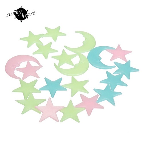 20 Miếng Dán Tường Hình Mặt Trăng Và Ngôi Sao Hiệu Ứng Dạ Quang