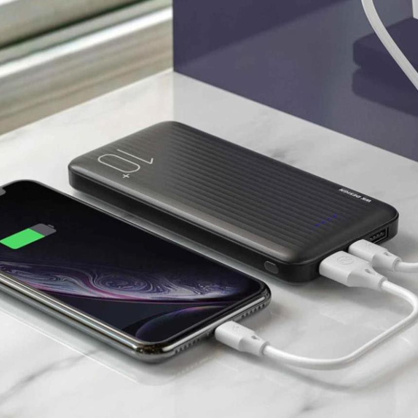 Sạc dự phòng 🔋CHÍNH HÃNG🔋 pin sạc dự phòng 10000 mAh wk wp129 2 cổng USB dòng 5V/2,1A 2 cổng sạc tiện lợi, đẳng cấp