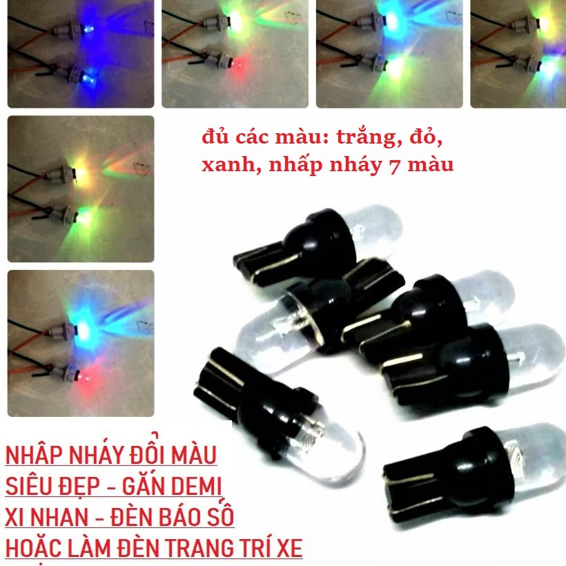 Đèn led xi nhan demi 7 màu, đủ màu - đèn mo, N , số đổi màu tự động (giá 1 cái)