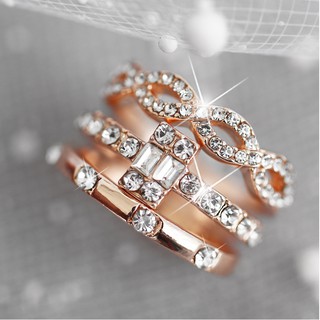 Nhẫn mạ vàng đính đá pha lê N004