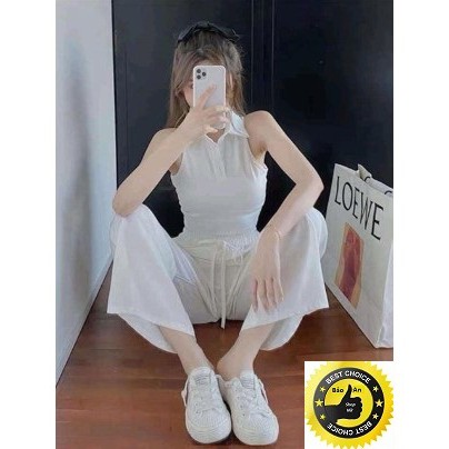 Áo ba lỗ croptop cổ bẻ cài cúc (Video) | BigBuy360 - bigbuy360.vn