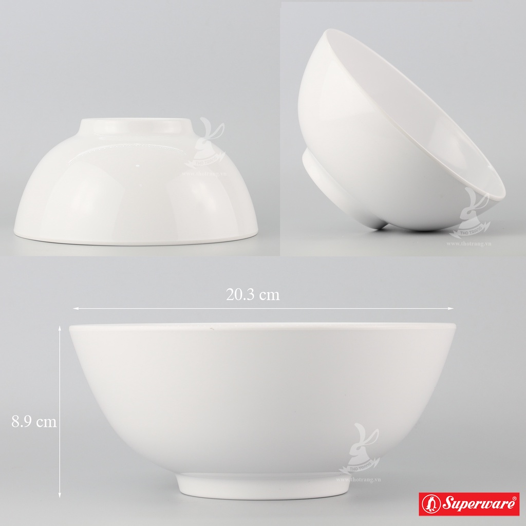 Tô Bún, Mì, Phở Màu Trắng Nhựa Melamine Superware Thái Lan