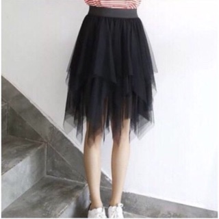 Chân váy xếp tầng voan lưới