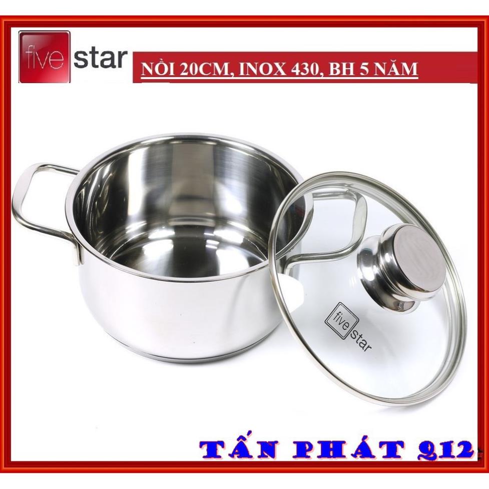 Nồi Inox Fivestar 3 Đáy Nắp Kính 20cm BH 5 NĂM