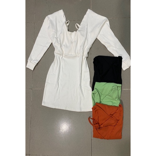 [KÈM VIDEO] Đầm yếm body thun gân phối kiểu MC tay dài | BigBuy360 - bigbuy360.vn