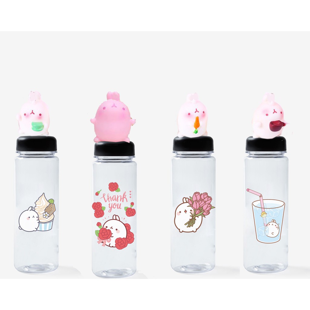 Bình nước molang đầu nổi BNDN1 500ml hoạt hình cute dễ thương