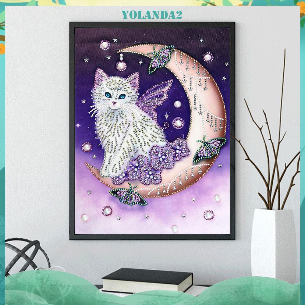 Bộ Tranh Đính Đá 5d Tự Làm Hình Chú Mèo Đáng Yêu