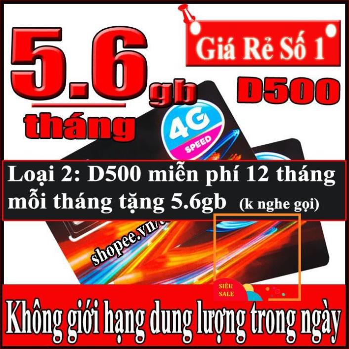 Sim 4G Vianphone trọn gói sử dụng 1 năm gói cước D500,D500t, tặng que chọc sim xin