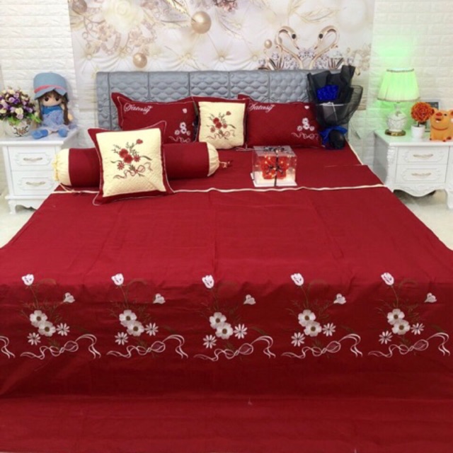 (giá sốc) Trọn bô chăn ga gối satin 7 món