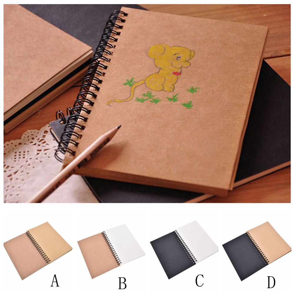 Sổ tay bằng giấy kraft thiết kế dạng xoắn ốc phong cách retro