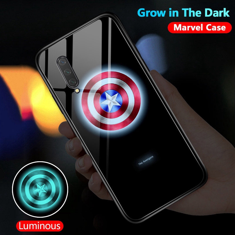 Ốp điện thoại kính dạ quang in hình Marvel Avengers cho Xiaomi Mi 8 8se 8 Lite 8 Pro 8 SE