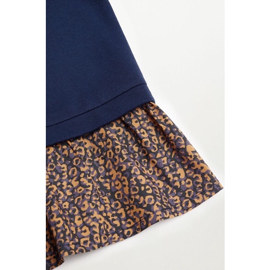 Váy Nỉ Bé Gái Dáng Suông Phối Leopart MG