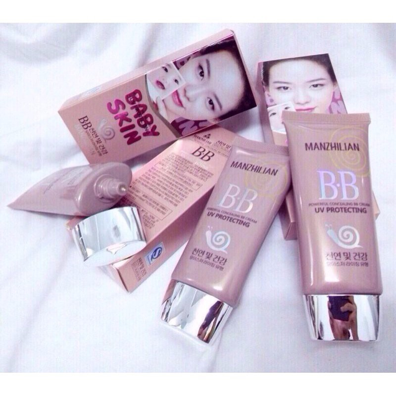 kem nền nữ bb cream ốc sên baby skin manzhilian 40g