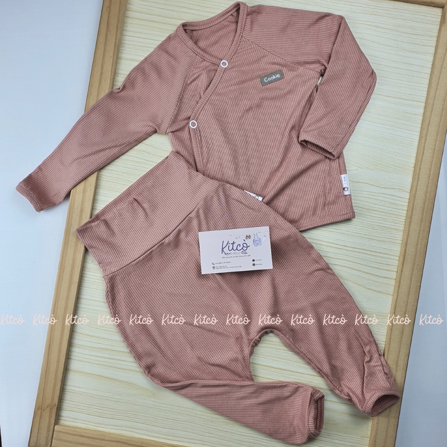 COOKIE Bộ dài tay cài chéo quần cạp bo