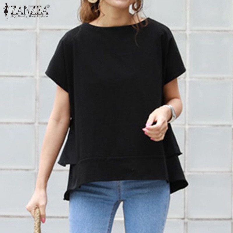 Zanzea Áo Thun Nữ Ngắn Tay Cổ Tròn Thời Trang Hàn