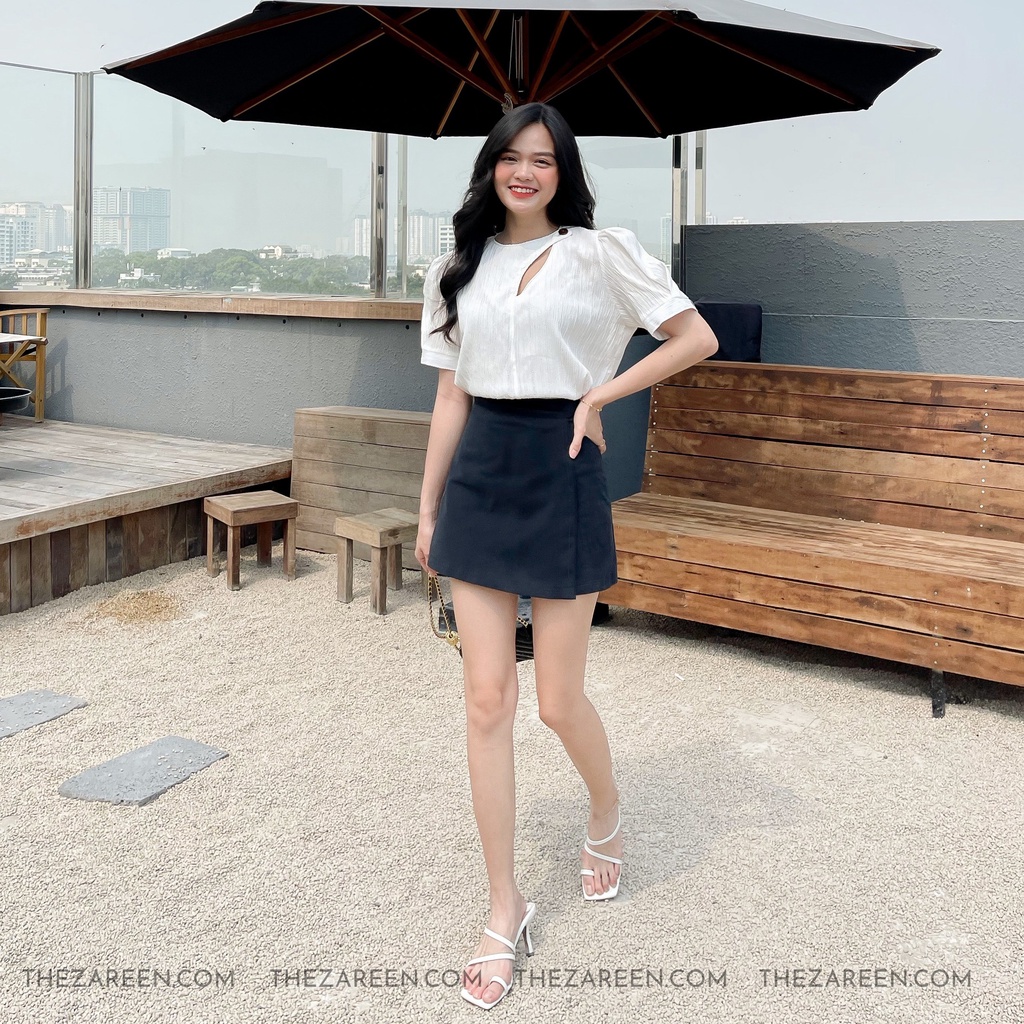 ÁO TAY PHỒNG GÀI NÚT NGỰC ZAREEN VOA85 TRẮNG
