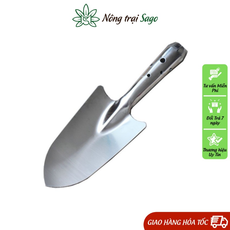 Xẻng Làm Vườn Inox Thép Không Rỉ, Độ Bền Cao - Nông Trại Sago