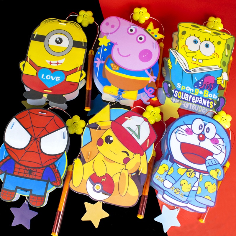 Lồng Đèn led Di Động Họa Tiết Hoạt Hình Dễ Thương Trang Trí Lễ Hội Mùa Thu Cho Bé