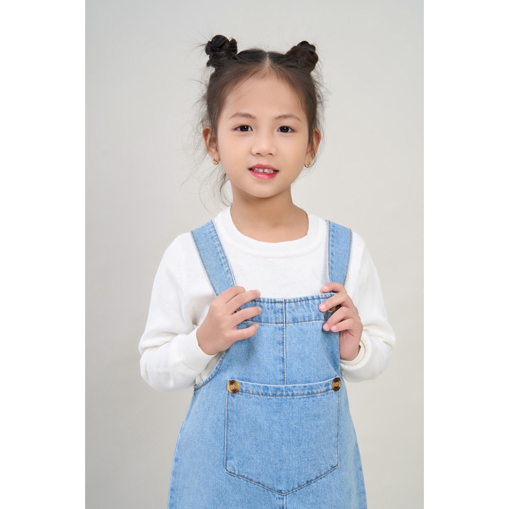 Yếm liền thân bé gái YODY chất liệu jeans dáng suông rộng có túi xinh xắn KID4341