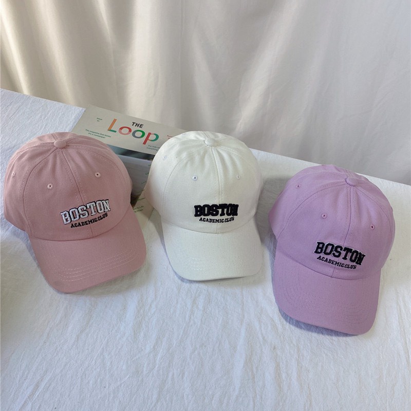 Mũ Lưỡi Trai Thêu Chữ Boston Dành Cho Nam Và Nữ Vải Cotton Thời Trang