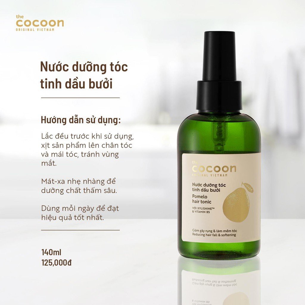 Tinh Dầu Bưởi Cocoon Nước Xịt Dưỡng Tóc Giảm Gãy Rụng và Phục Hồi Hư Tổn Pomelo Hair Tonic 140ml