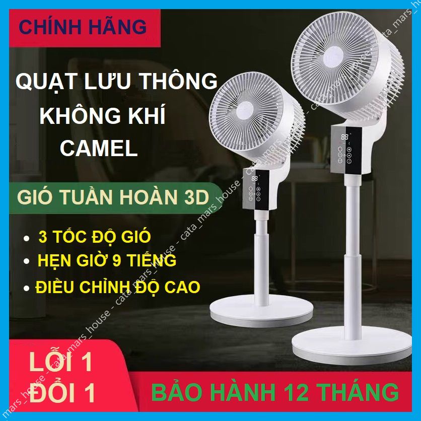 Quạt cây đứng Camel quay 360 độ, quạt lưu thông không khí điều khiển từ xa, màn hình cảm ứng, hẹn giờ- BH 1 năm