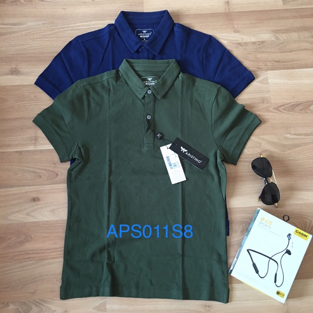 XẢ KHO CHỈ CÒN S  Áo Polo Aristino APS011s8 Màu Xanh Rêu-Slim