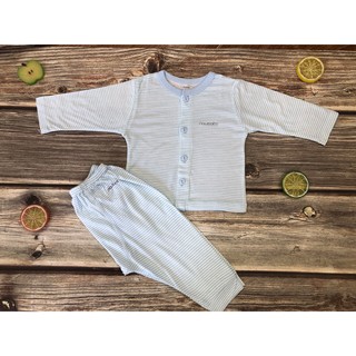 [Hàng Loại 1] - Bộ noubaby kẻ dài tay cài khuy cho bé từ sơ sinh từ 0-24 tháng