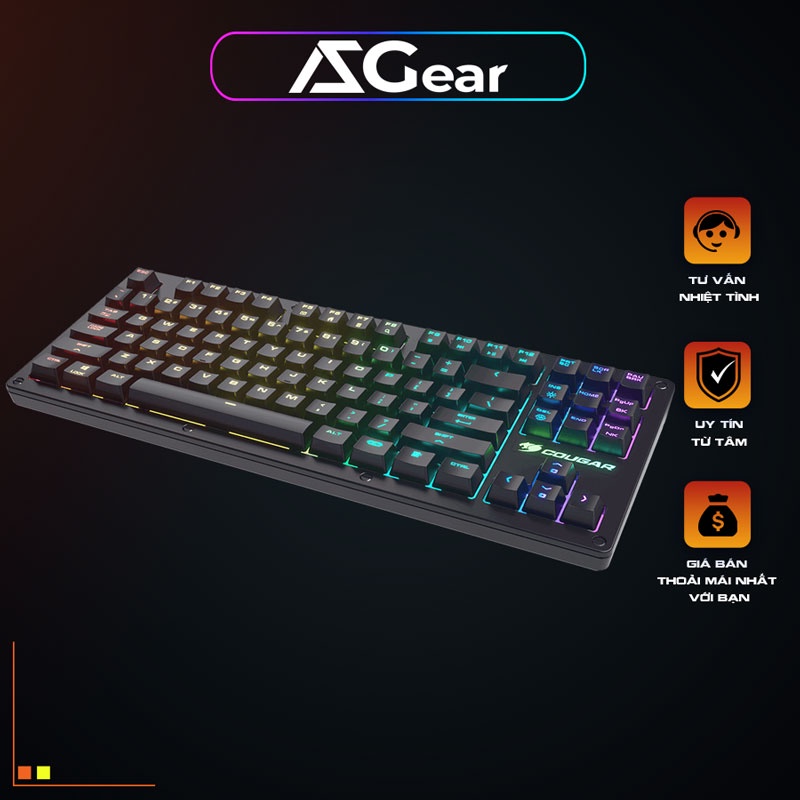 Bàn phím cơ Gaming Cougar Puri TKL RGB, Độ bền 50 Triệu lần bấm, Mới 100% Fullbox. Bảo hành 12 Tháng