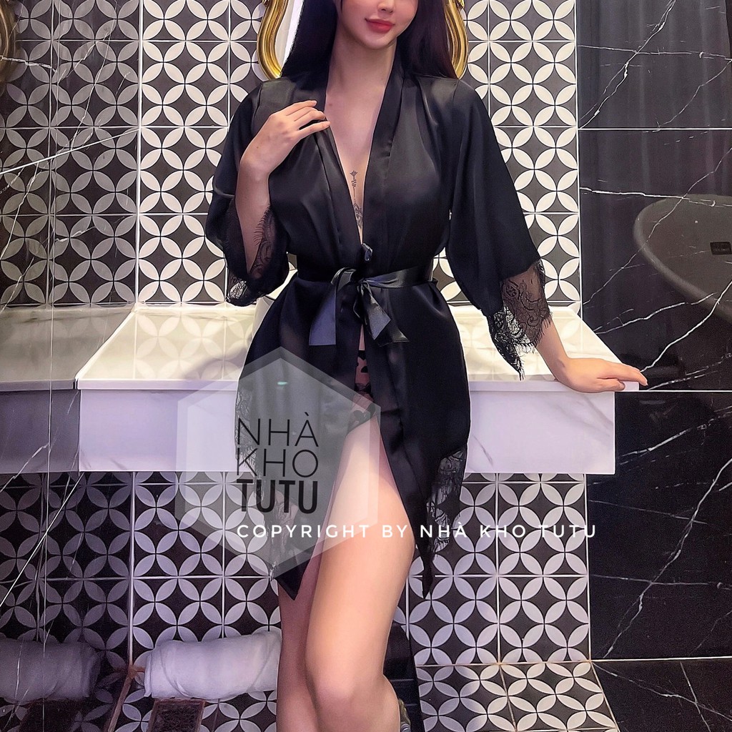 Áo choàng ngủ Lụa Satin Mix ren đẳng cấp S009 (Không kèm nội y) | BigBuy360 - bigbuy360.vn