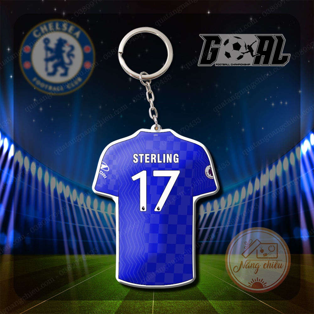 Móc Khóa Sterling, CLB bóng đá Chelsea - In Sắc Nét Dày 2 Mặt